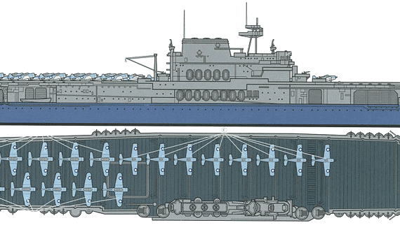 Корабль USS CV-5 Yorktown [Aircraft Carrier] - чертежи, габариты, рисунки